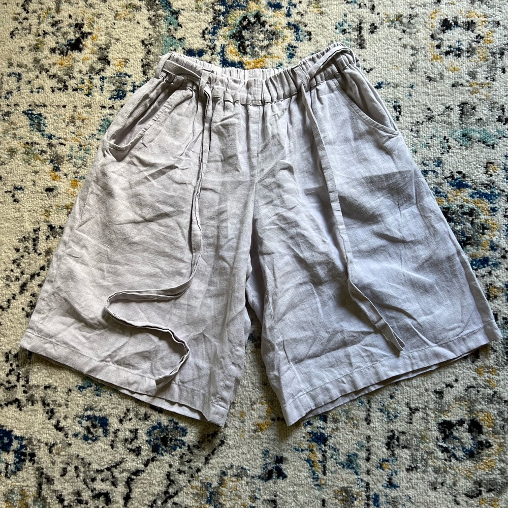 LinenDi Linenfox Notperfectlinen ice gray linen shorts size S NWOT